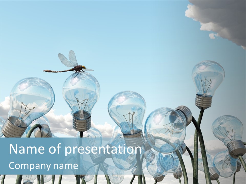 A Group Of Light Bulbs With A Dragon Flying Over Them PowerPoint Template