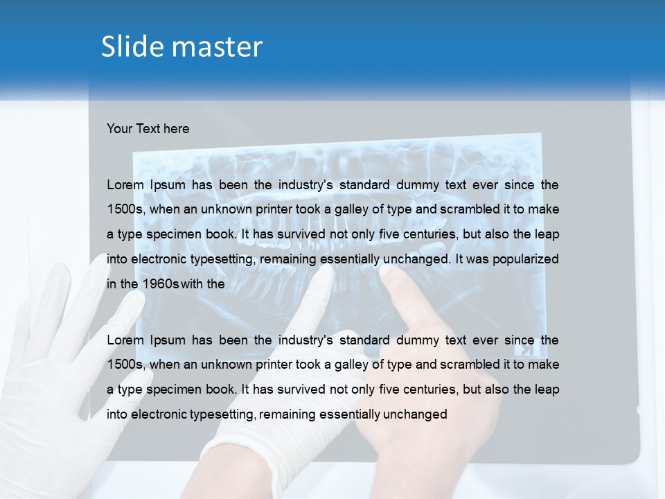 A Person In White Gloves Pointing At A X - Ray PowerPoint Template