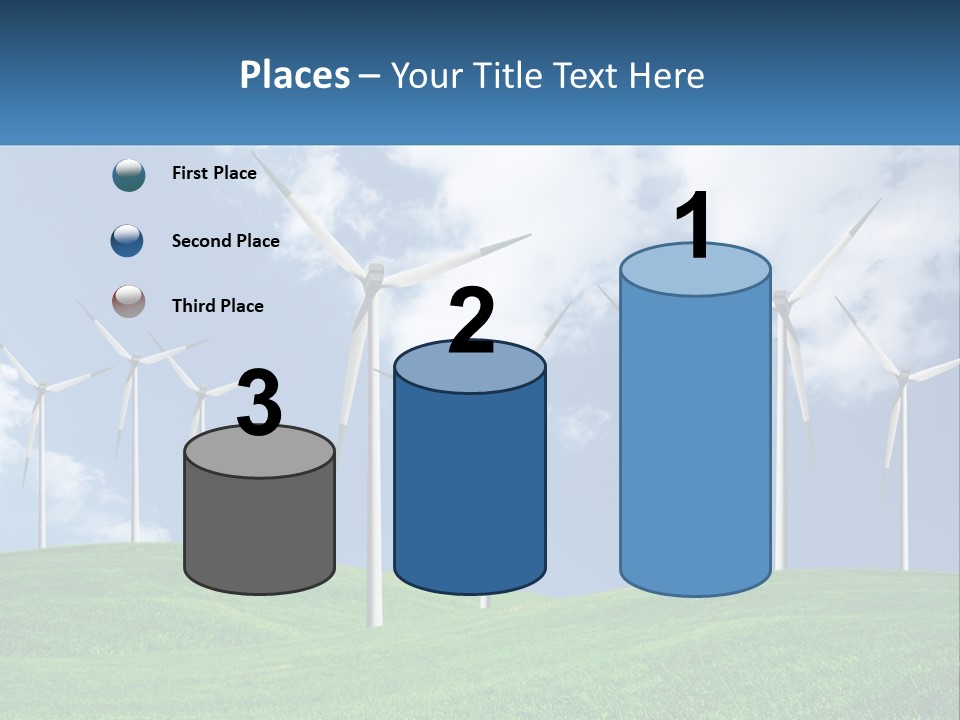 A Group Of Wind Turbines On A Green Hill PowerPoint Template