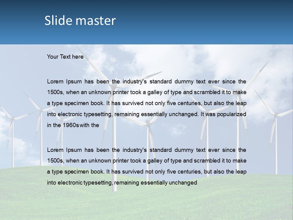 A Group Of Wind Turbines On A Green Hill PowerPoint Template