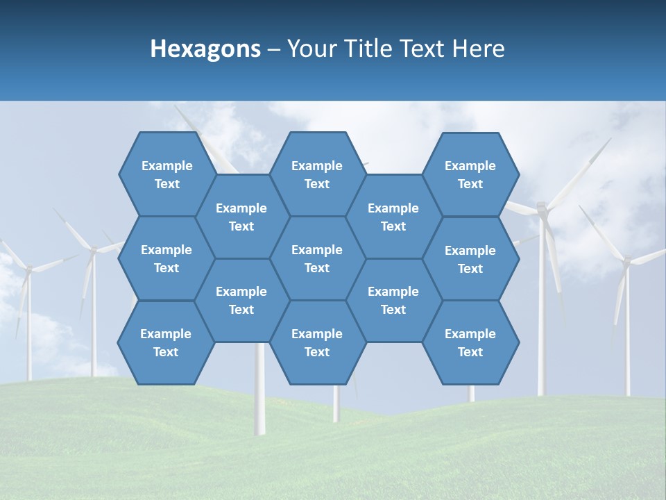 A Group Of Wind Turbines On A Green Hill PowerPoint Template