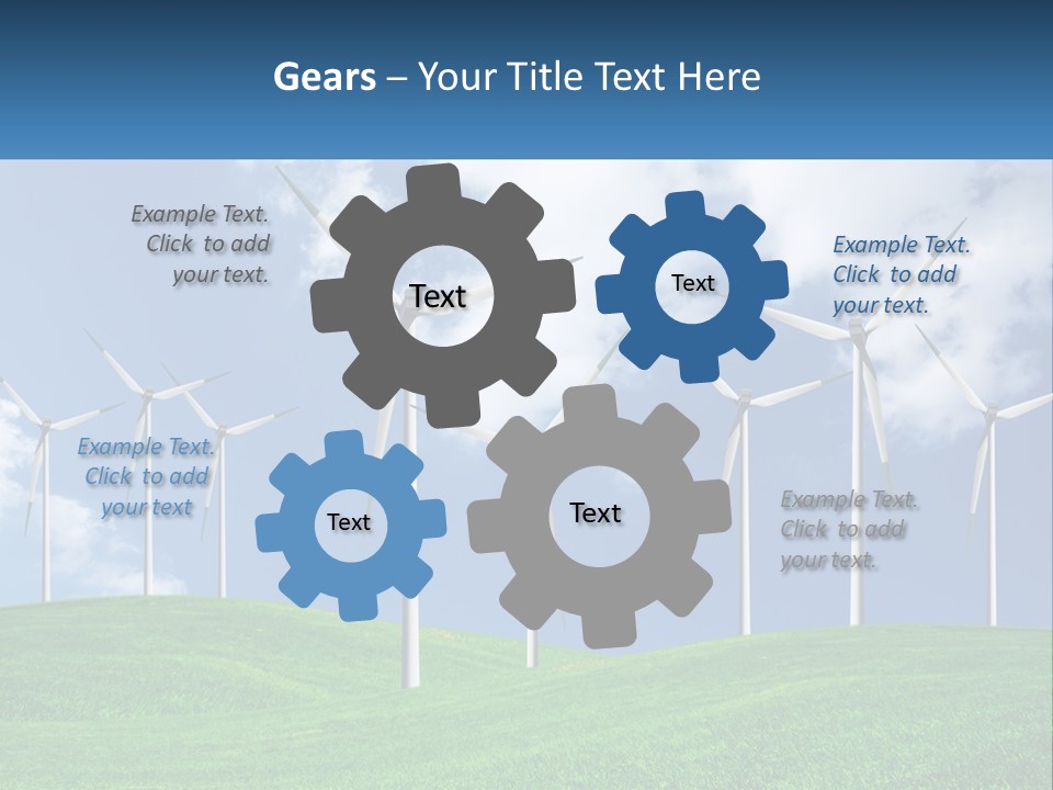 A Group Of Wind Turbines On A Green Hill PowerPoint Template