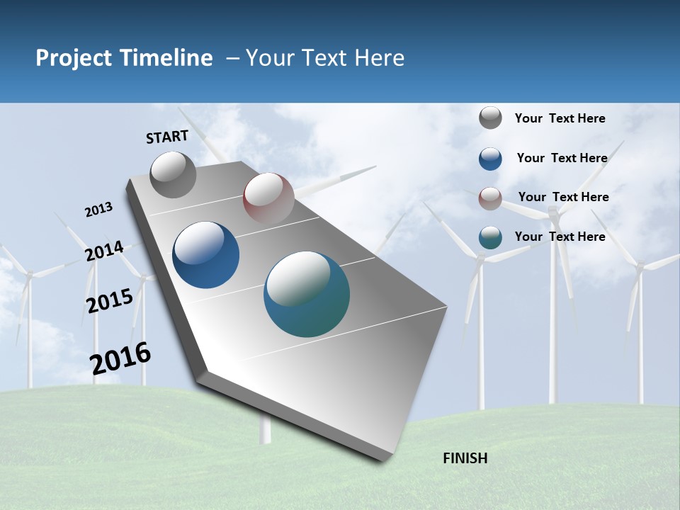 A Group Of Wind Turbines On A Green Hill PowerPoint Template