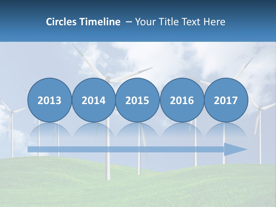 A Group Of Wind Turbines On A Green Hill PowerPoint Template