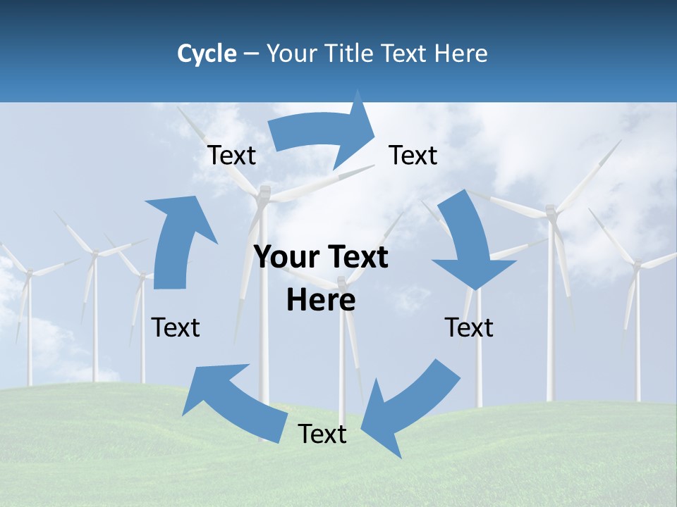 A Group Of Wind Turbines On A Green Hill PowerPoint Template
