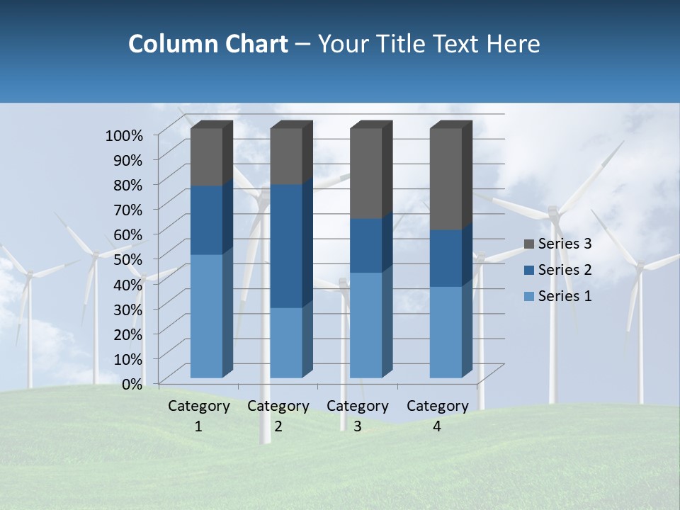 A Group Of Wind Turbines On A Green Hill PowerPoint Template