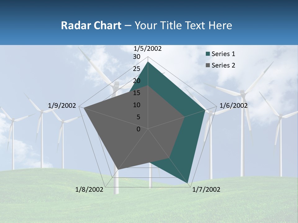 A Group Of Wind Turbines On A Green Hill PowerPoint Template