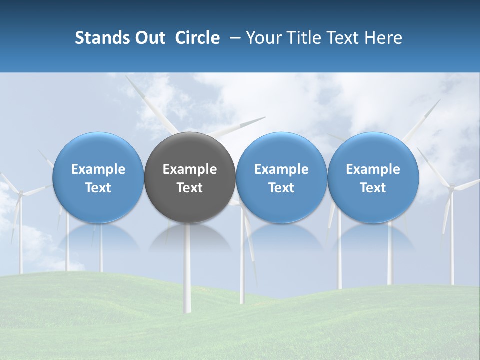 A Group Of Wind Turbines On A Green Hill PowerPoint Template