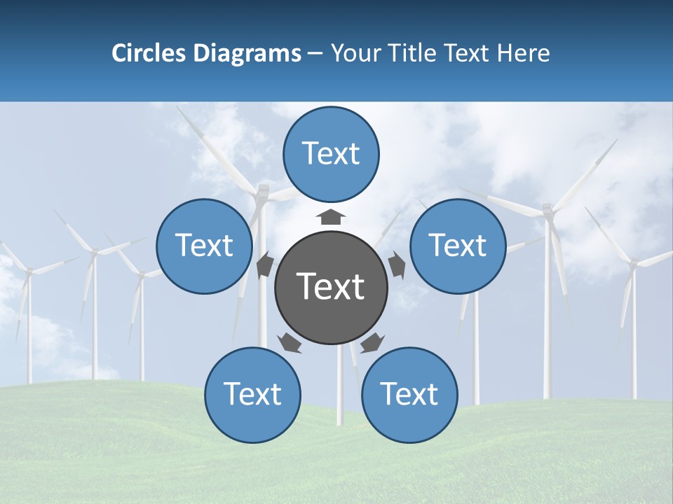 A Group Of Wind Turbines On A Green Hill PowerPoint Template