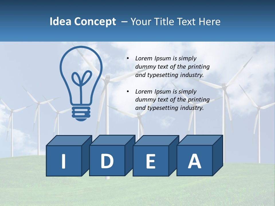 A Group Of Wind Turbines On A Green Hill PowerPoint Template