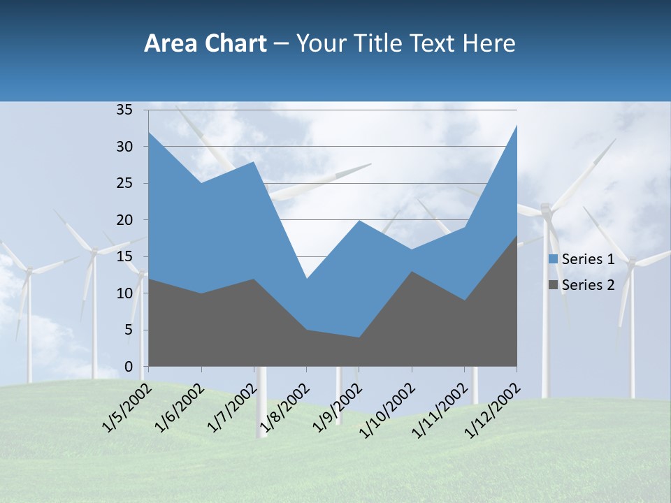 A Group Of Wind Turbines On A Green Hill PowerPoint Template