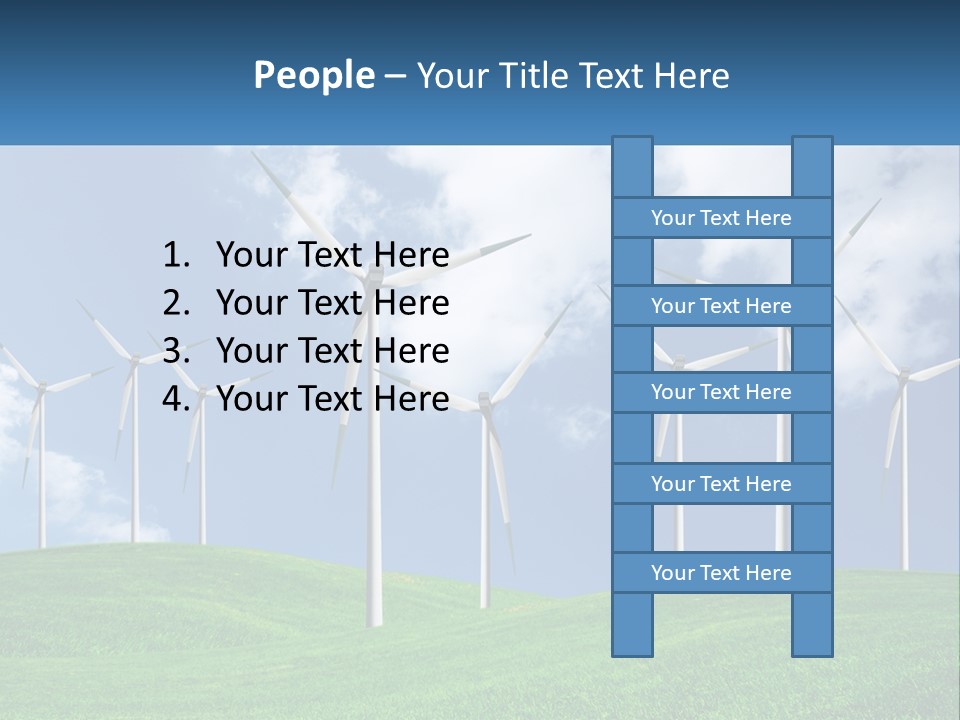 A Group Of Wind Turbines On A Green Hill PowerPoint Template