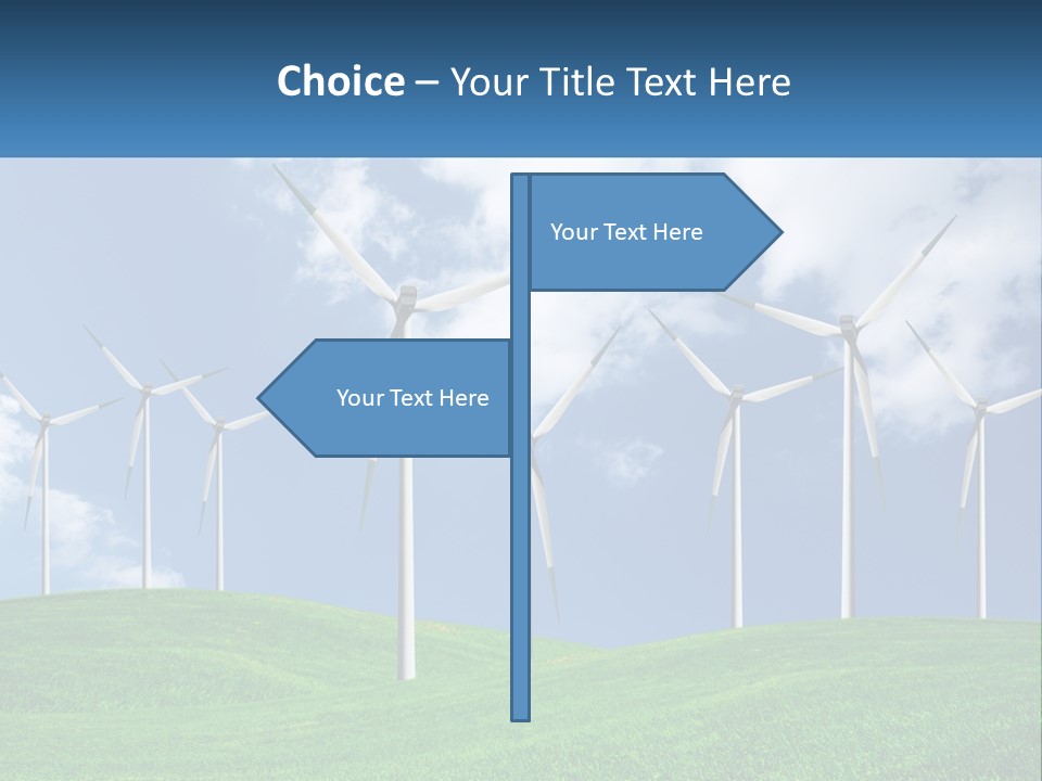 A Group Of Wind Turbines On A Green Hill PowerPoint Template