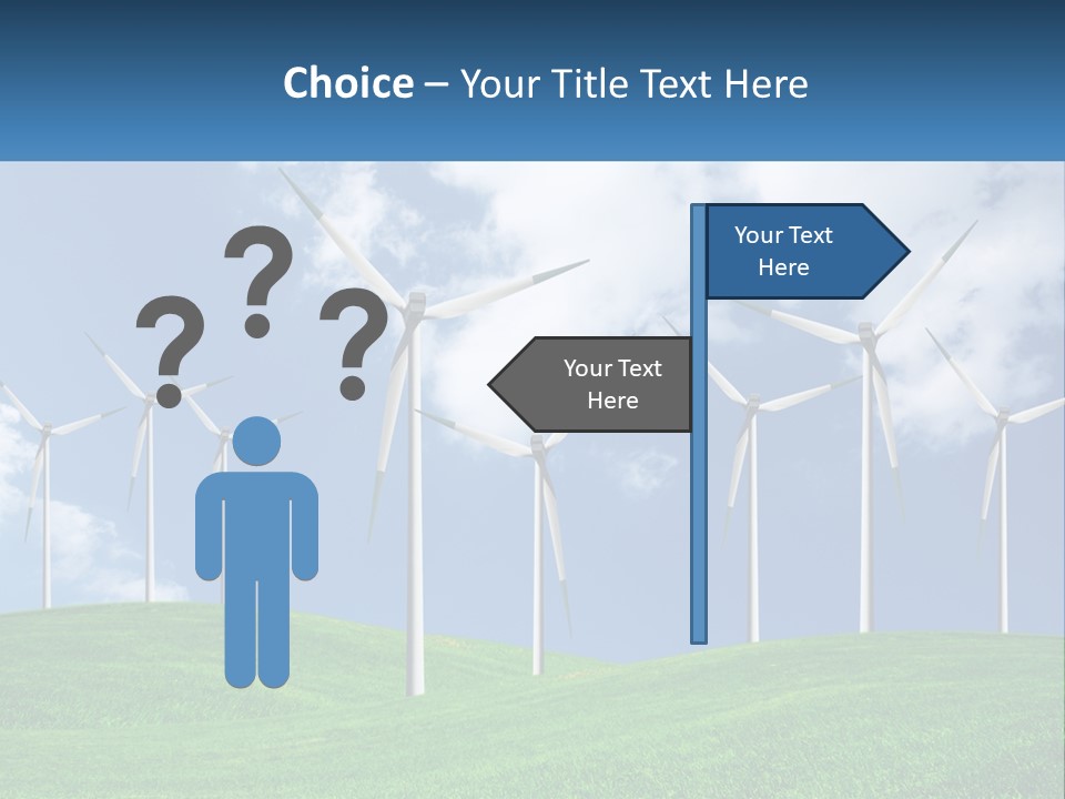 A Group Of Wind Turbines On A Green Hill PowerPoint Template