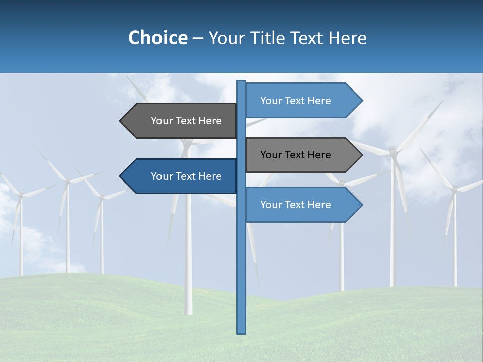 A Group Of Wind Turbines On A Green Hill PowerPoint Template