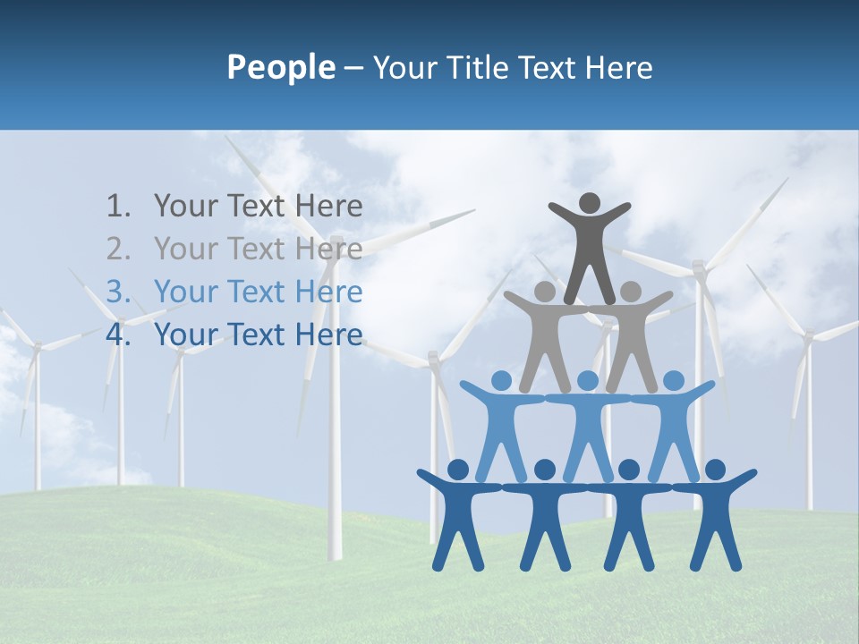A Group Of Wind Turbines On A Green Hill PowerPoint Template