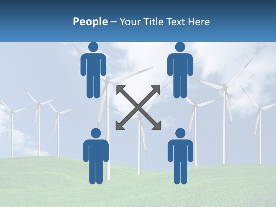A Group Of Wind Turbines On A Green Hill PowerPoint Template