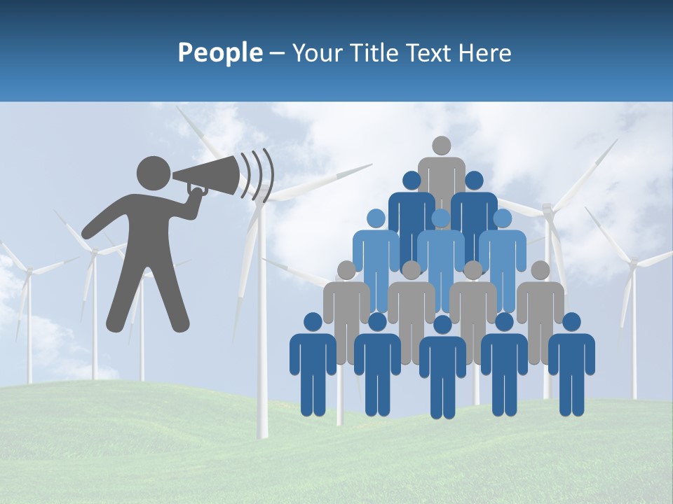 A Group Of Wind Turbines On A Green Hill PowerPoint Template