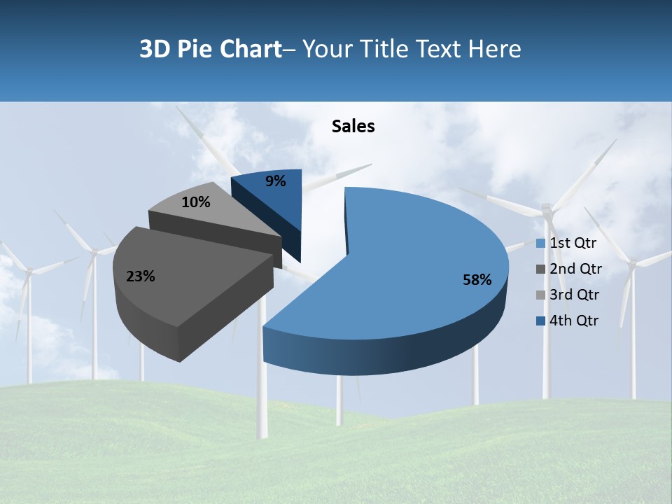 A Group Of Wind Turbines On A Green Hill PowerPoint Template