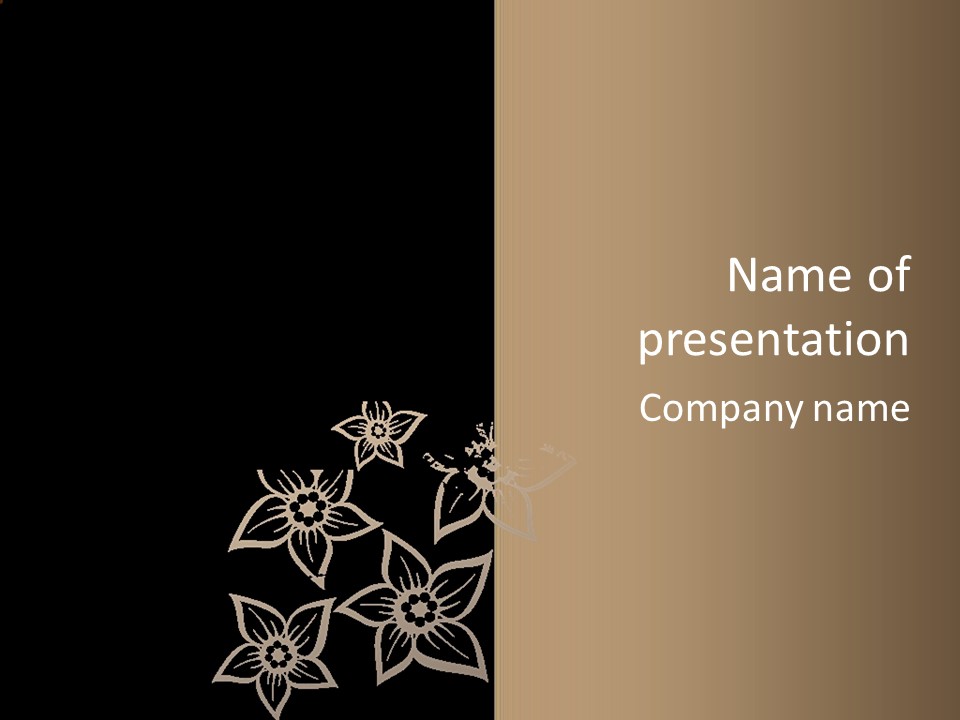 A Black And Gold Floral Powerpoint Presentation PowerPoint Template