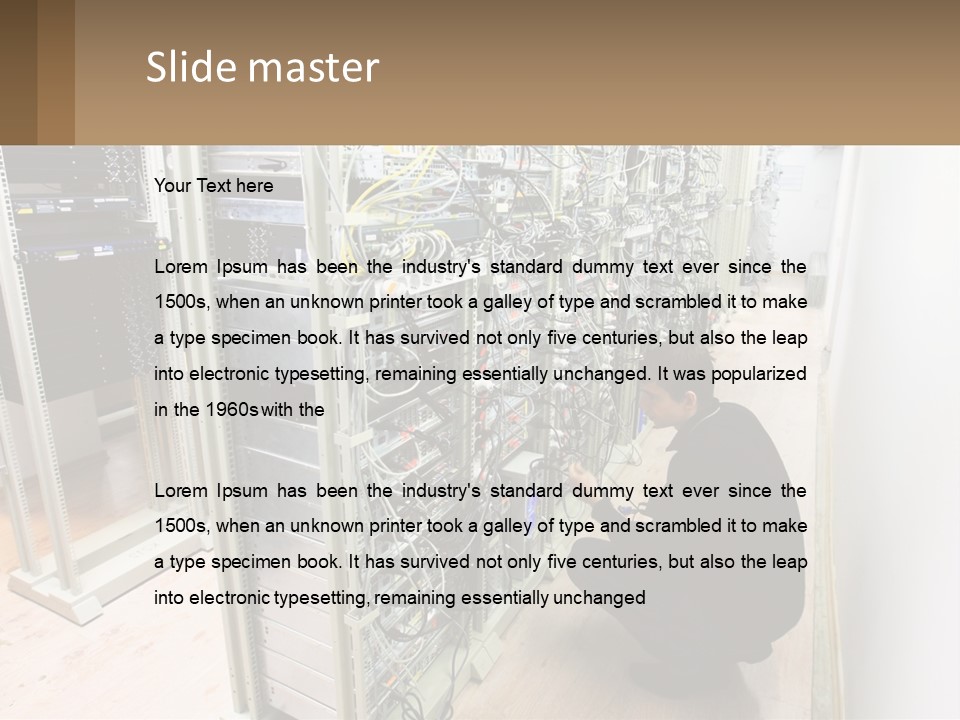 A Man Sitting On The Floor In Front Of A Server PowerPoint Template