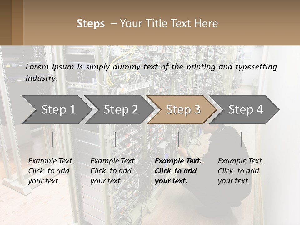 A Man Sitting On The Floor In Front Of A Server PowerPoint Template