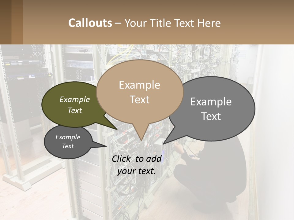 A Man Sitting On The Floor In Front Of A Server PowerPoint Template
