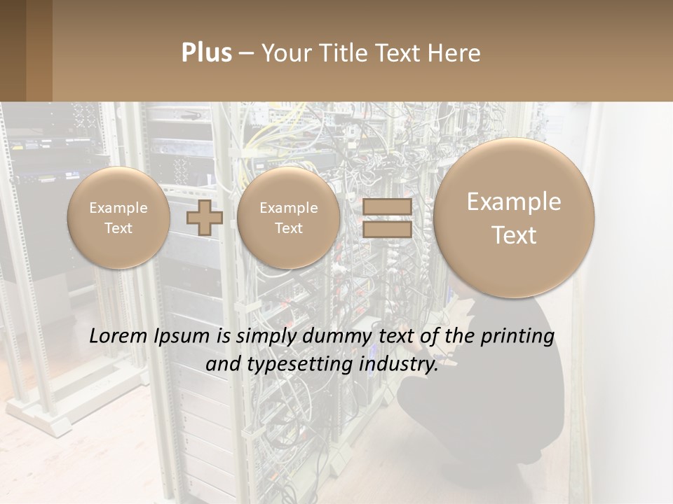 A Man Sitting On The Floor In Front Of A Server PowerPoint Template