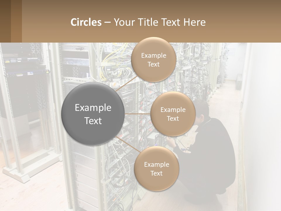 A Man Sitting On The Floor In Front Of A Server PowerPoint Template