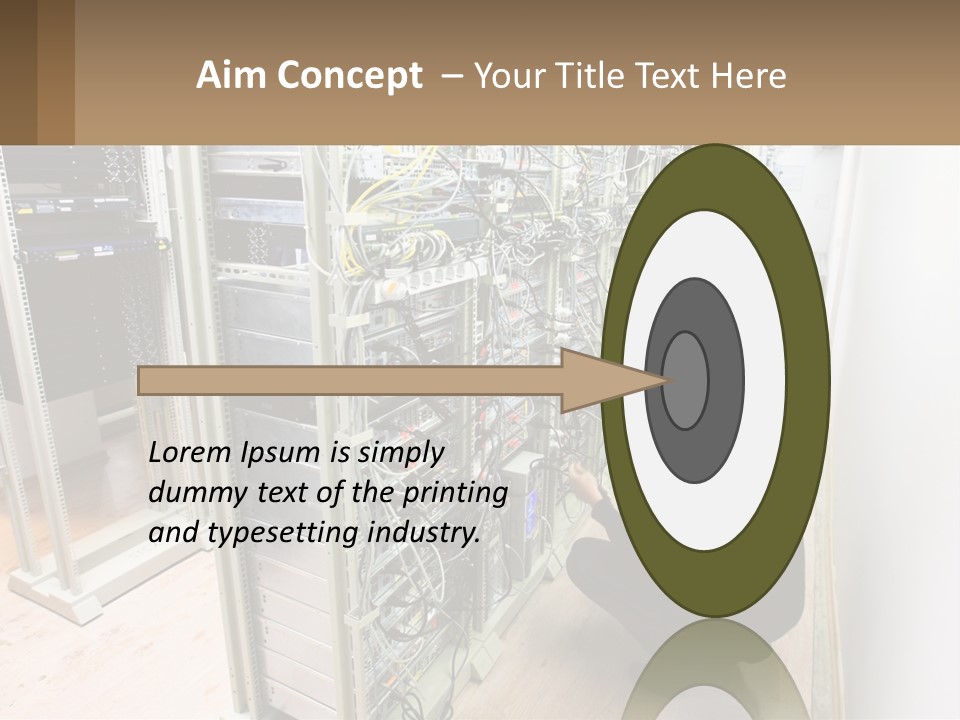 A Man Sitting On The Floor In Front Of A Server PowerPoint Template