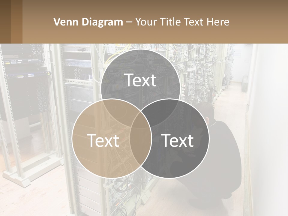 A Man Sitting On The Floor In Front Of A Server PowerPoint Template