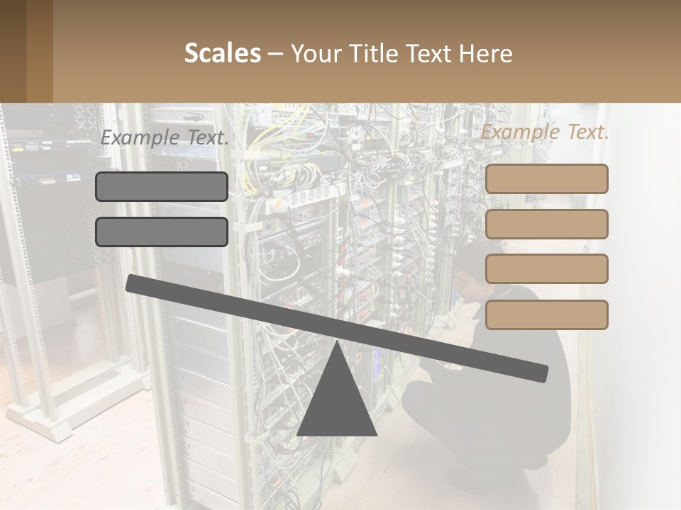 A Man Sitting On The Floor In Front Of A Server PowerPoint Template