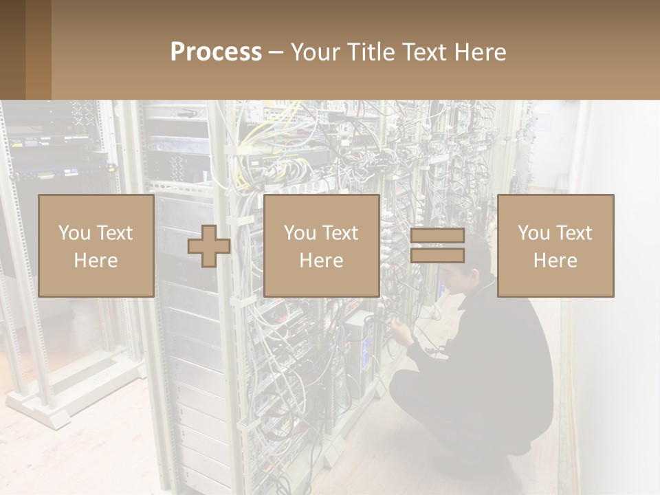 A Man Sitting On The Floor In Front Of A Server PowerPoint Template