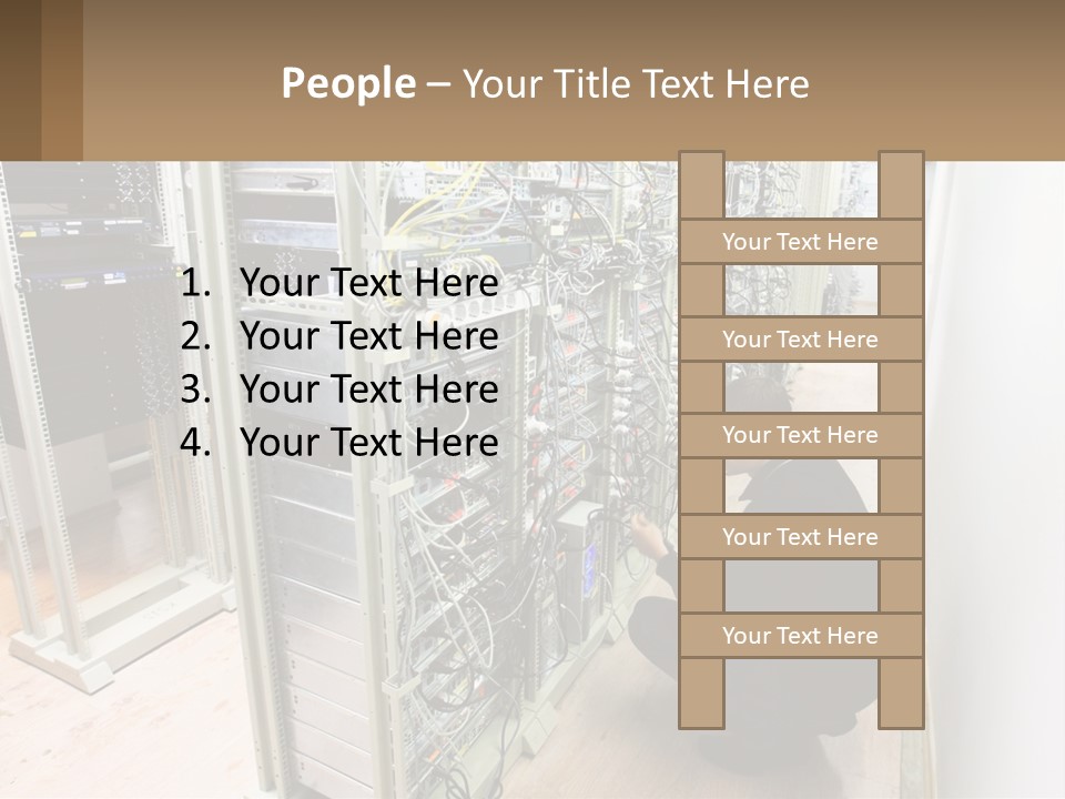 A Man Sitting On The Floor In Front Of A Server PowerPoint Template