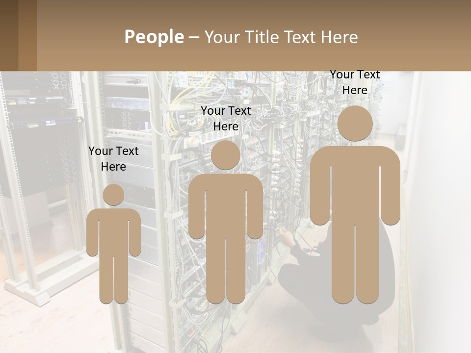 A Man Sitting On The Floor In Front Of A Server PowerPoint Template