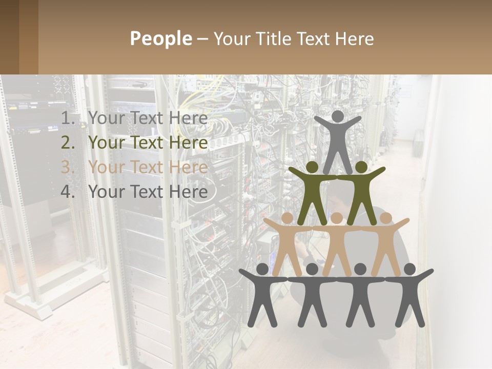 A Man Sitting On The Floor In Front Of A Server PowerPoint Template