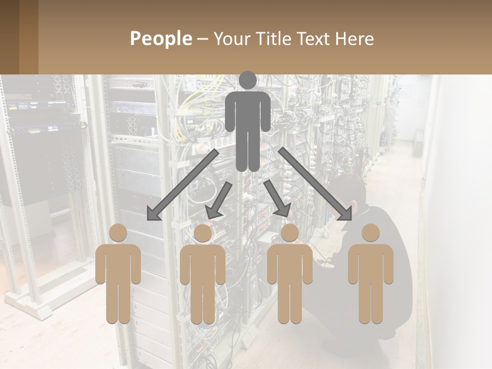 A Man Sitting On The Floor In Front Of A Server PowerPoint Template