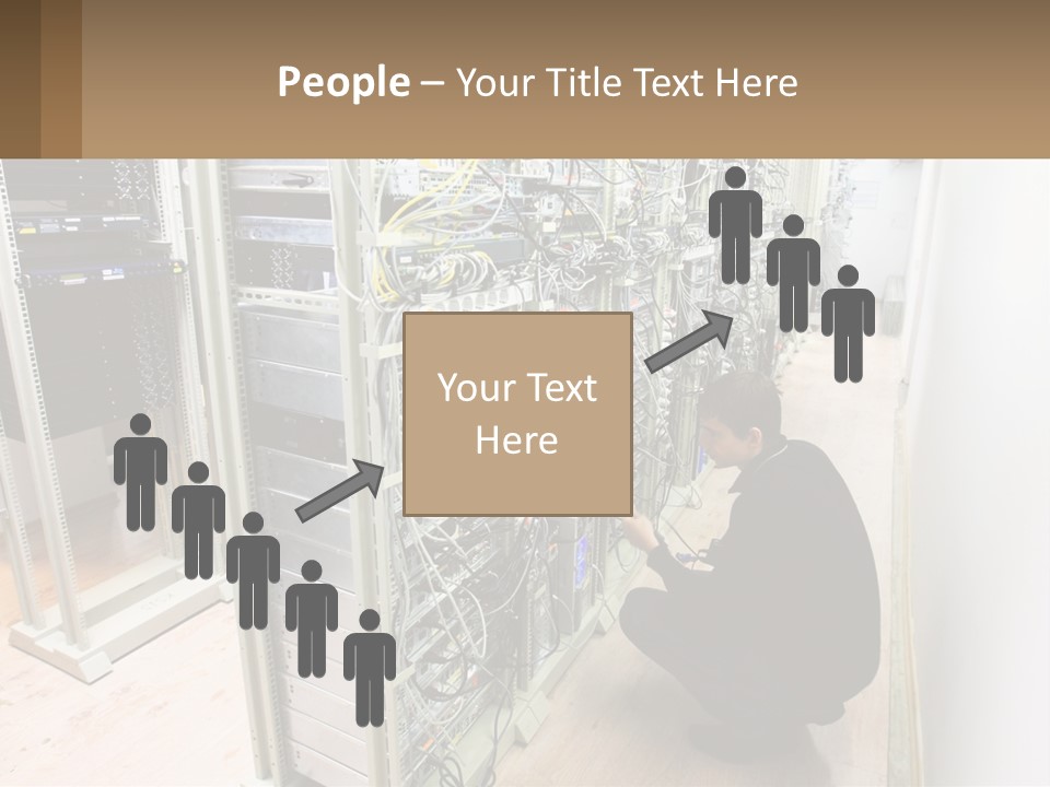 A Man Sitting On The Floor In Front Of A Server PowerPoint Template