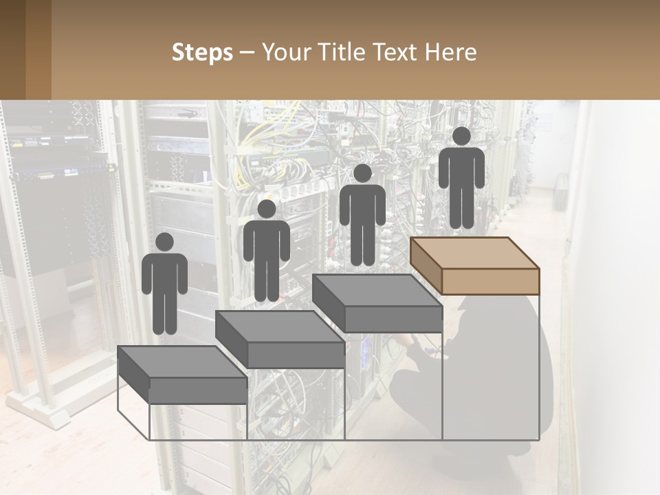 A Man Sitting On The Floor In Front Of A Server PowerPoint Template
