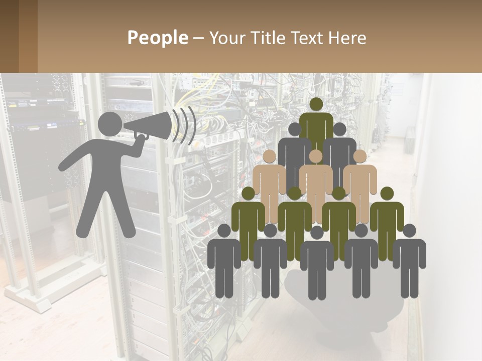 A Man Sitting On The Floor In Front Of A Server PowerPoint Template