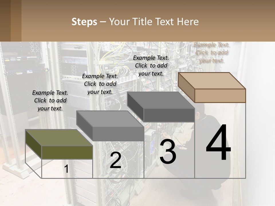 A Man Sitting On The Floor In Front Of A Server PowerPoint Template