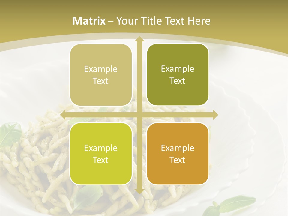 A Plate Of Pasta With Basil Leaves On It PowerPoint Template