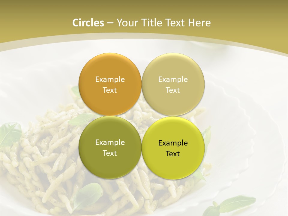 A Plate Of Pasta With Basil Leaves On It PowerPoint Template