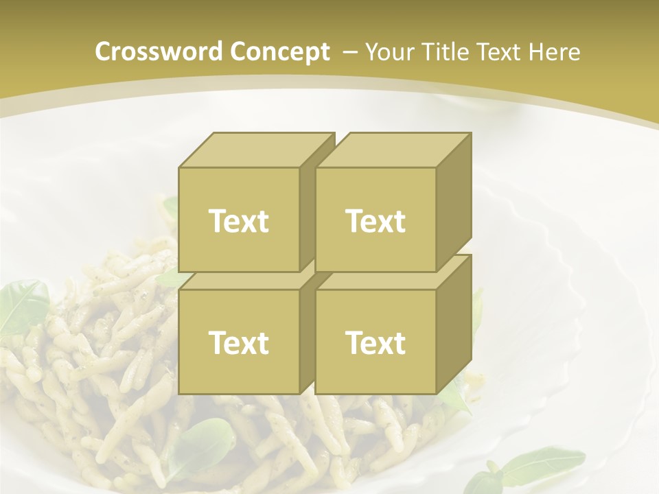 A Plate Of Pasta With Basil Leaves On It PowerPoint Template