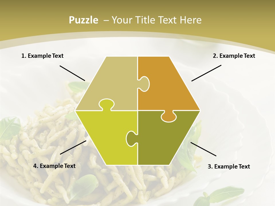 A Plate Of Pasta With Basil Leaves On It PowerPoint Template