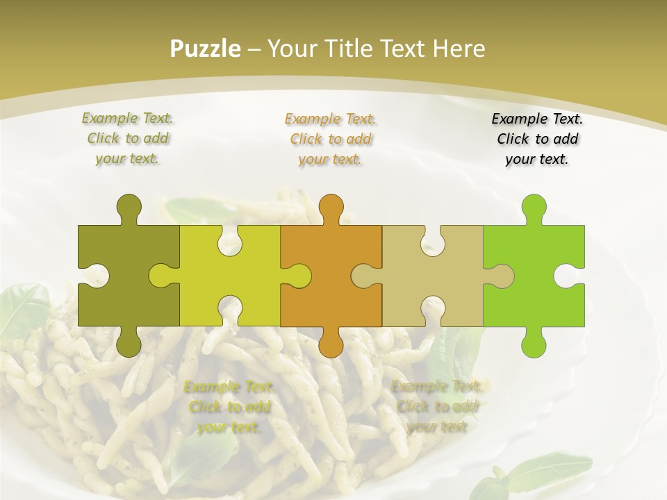A Plate Of Pasta With Basil Leaves On It PowerPoint Template