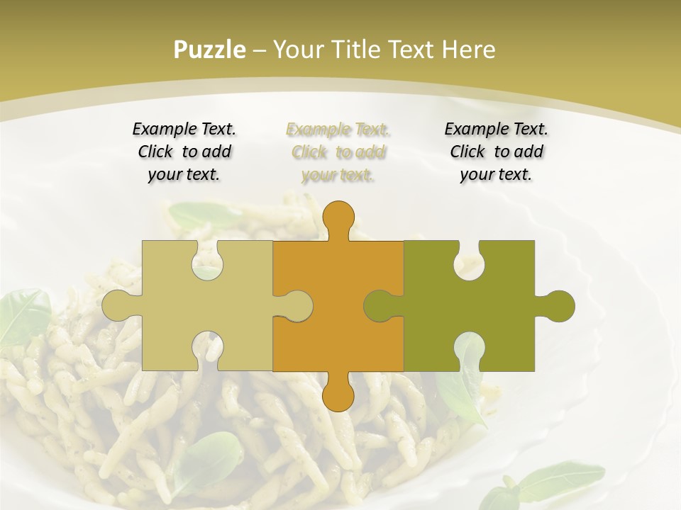 A Plate Of Pasta With Basil Leaves On It PowerPoint Template