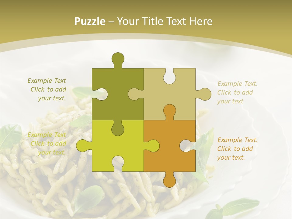 A Plate Of Pasta With Basil Leaves On It PowerPoint Template
