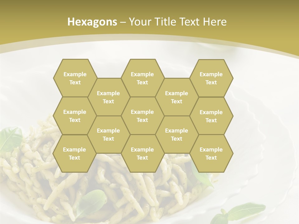A Plate Of Pasta With Basil Leaves On It PowerPoint Template