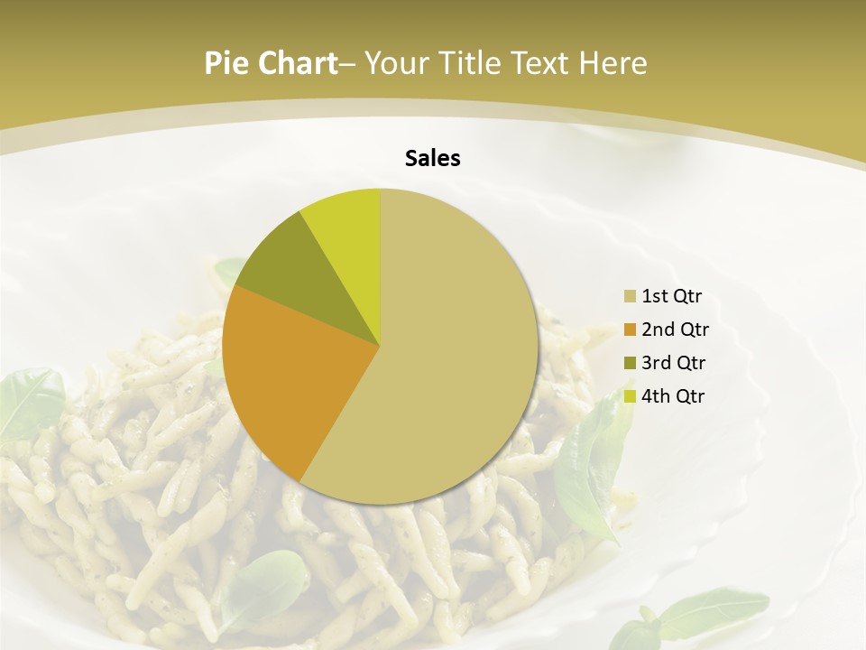 A Plate Of Pasta With Basil Leaves On It PowerPoint Template